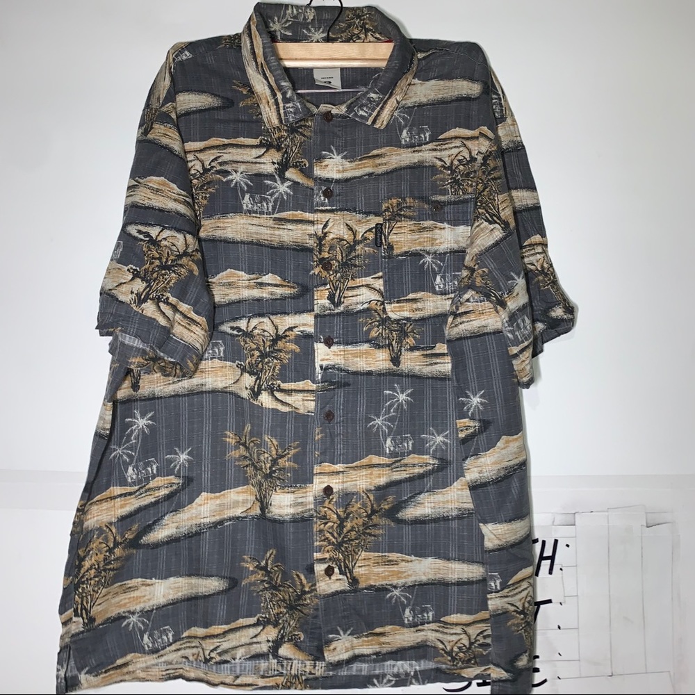 Columbia Palm Trees Short Sleeve Hawaiian Button D